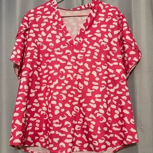 Pink and White Women's Top